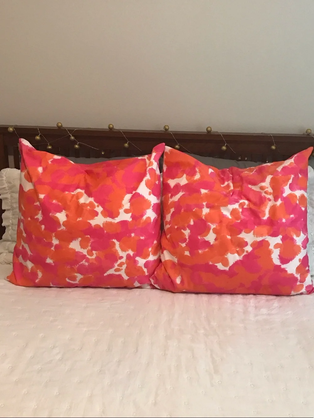 Vibrant Pink & Orange Abstract Pillow Shams - Pair